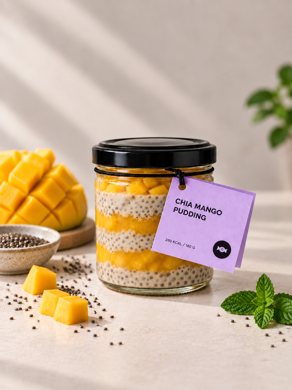 Chia-Mango-Pudding als gesunder Snack von Hungry Club