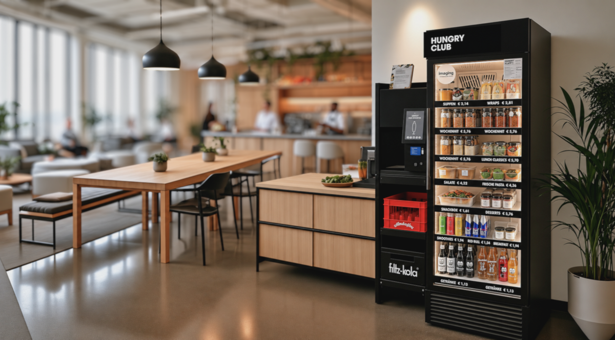 Hungry Club Smart Fridge mit frischen Mahlzeiten im Büro